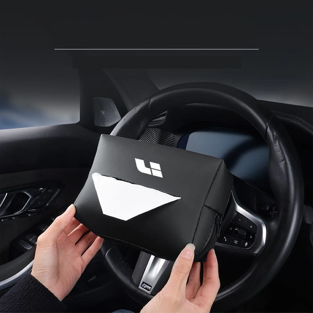 For LIXIANG L9 L8 L7 ONE 2022 2023 Leather Car Hanging Tissue box Armrest Portable Seat Back Paper Storage Interior Decoration