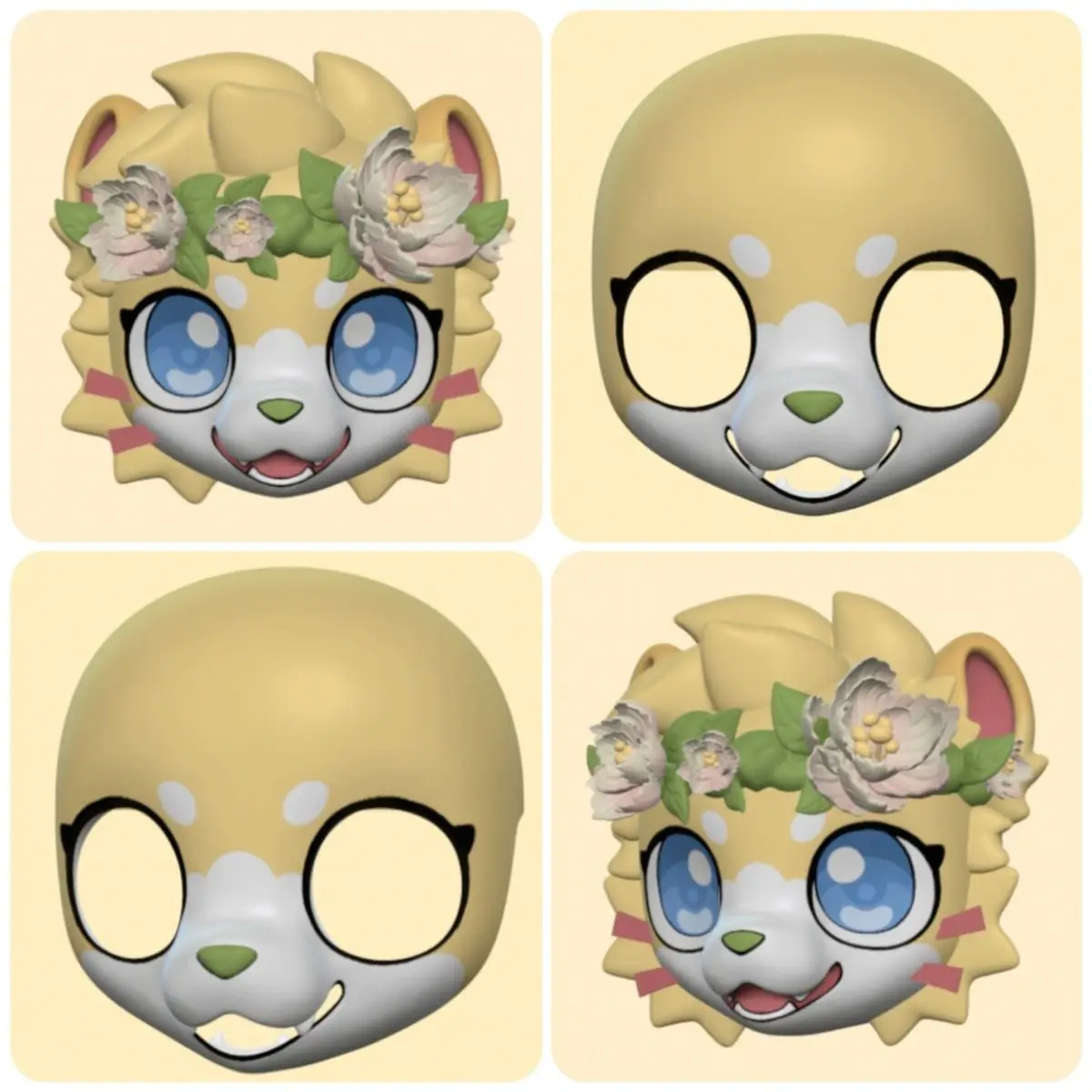 

Kemono Short Snout Base Mask Fursuit Resin Kig Serie Beast Suit Skull Furuit Costume PLA Printed Skull DIY Accessories