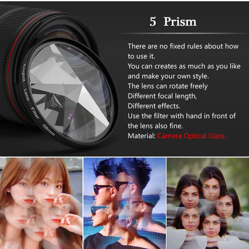 KnightX mobile phone Prism LENS Filter 58mm UV CPL ND accessories photography Macro Lens lens For iPhone 11 12 13 Xiaomi Samsung