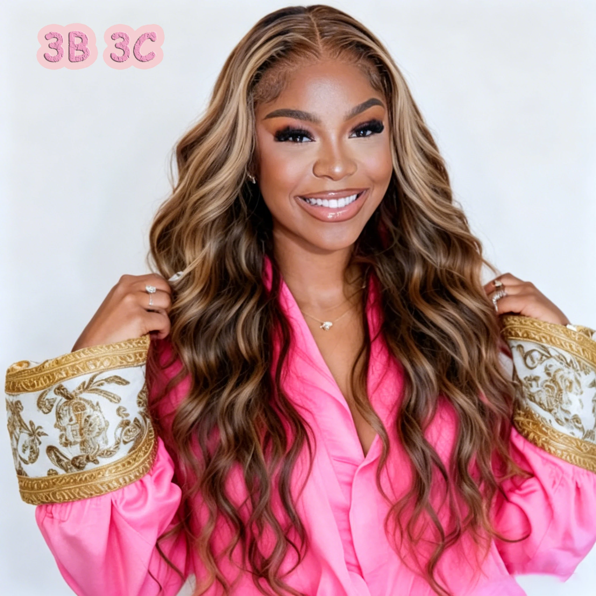 

Honey Blonde Lace Front Wig Pre Plucked 13x6 HD Lace Front Wigs Human Hair 200 Density Ombre Highlight Wig Body Wave Wig P4/27 Colored for Women Human Hair Wig 30 Inch