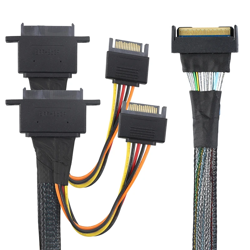 

PCI-E Slimline GEN5 SAS SFF-8654 MCIO 8i 74Pin 5.0 Male to Double Slimline SAS 5.0 SFF-8639 Удлинительный шнур Жесткий диск