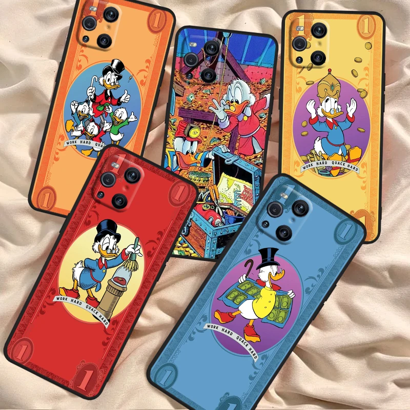 

Disney Donald Duck Fashion For OPPO Find X6 X5 X3 A54S A5 A94 A16 A53S A57 A74 A72 A98 A78 A96 A9 5G Black Funda Phone Case