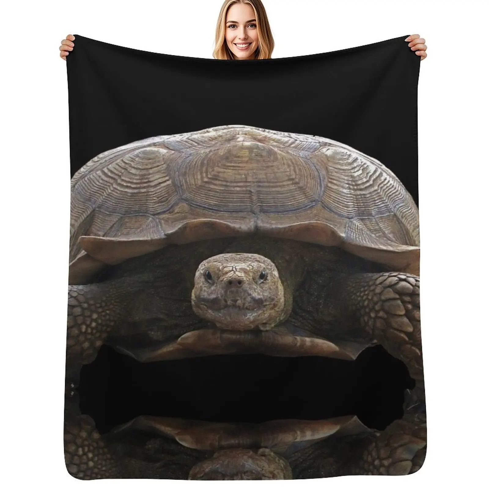 

Sulcata Tortoise with Reflection Throw Blanket Fashion Sofas Luxury St christmas gifts Vintage Blankets