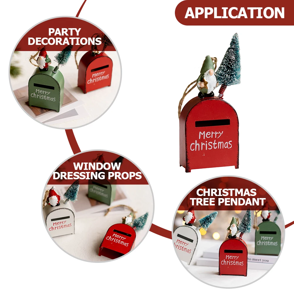 

Wrought Iron Mailbox Pendant Christmas Decorations Ornaments Hanging Props Tree Resin Decorative