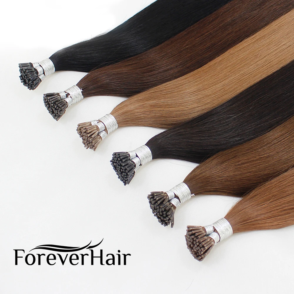 FOREVER HAIR K 0.8 جرام/ثانية 16 "18" 20 "Remy I تلميح وصلة إطالة شعر طبيعي اللون الانصهار 100% وصلة إطالة شعر طبيعي أوروبية الكيراتين السندات