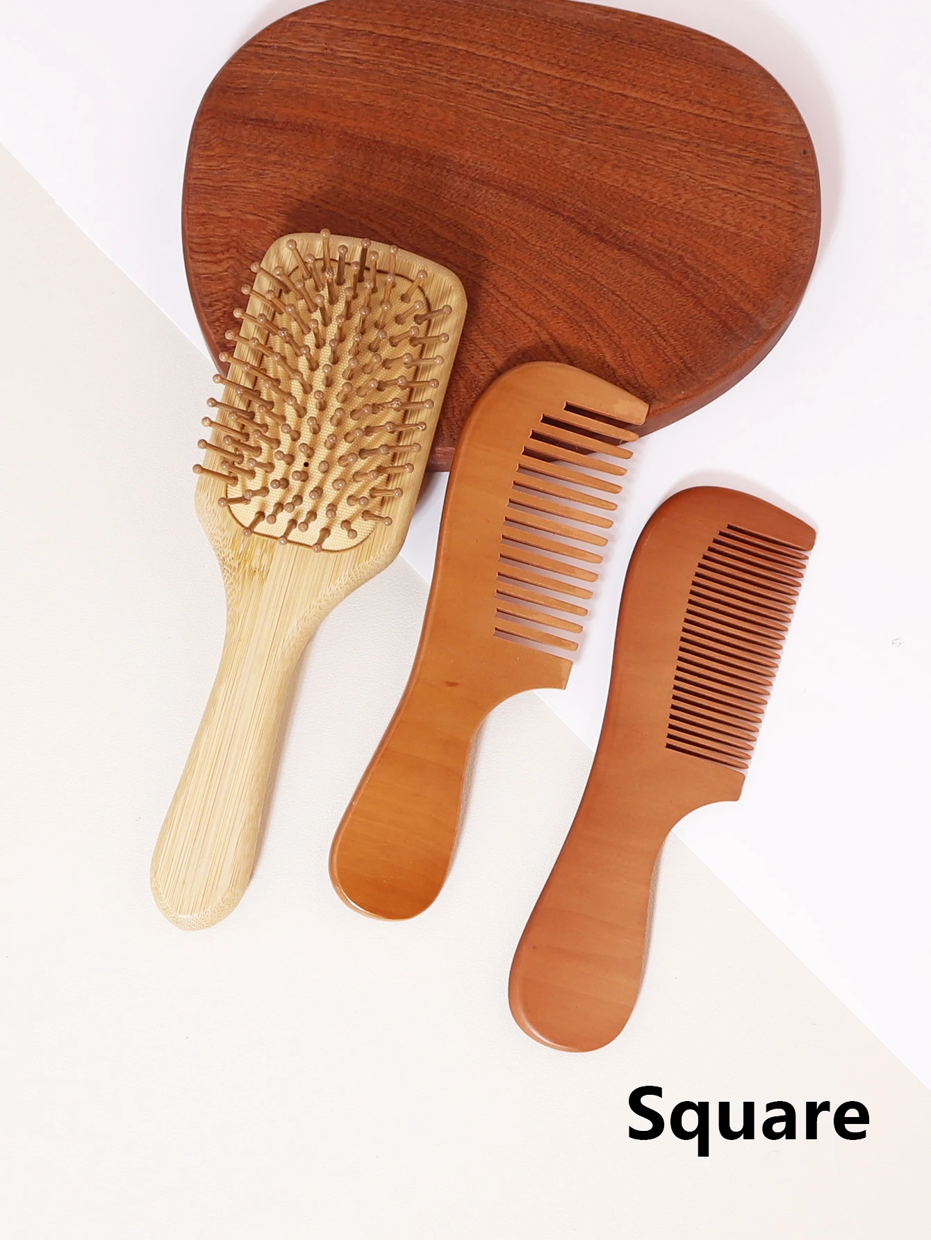 3 pieces of bamboo and wood design hair combs, anti-static massage wood air cushion combs, bamboo and wood hair comb set