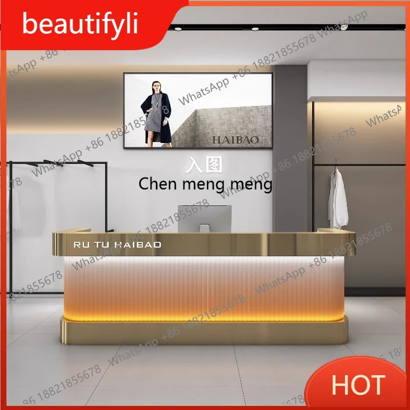 

D80 Deep Storage Front Desk Reception Counter Hotels Business Luxury Reception Desks Modern U Shape Mostrador Recepcion Furnitur