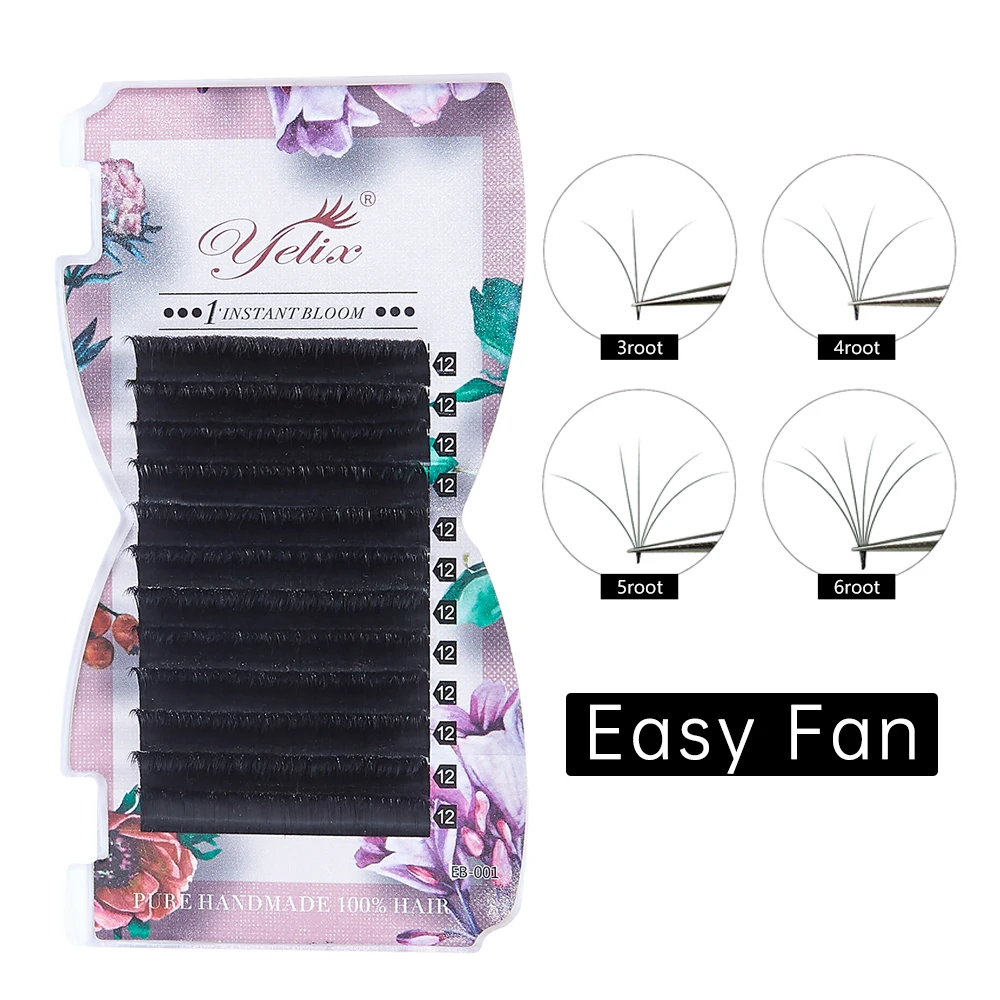 Yelix Standard Easy Fan Lashes Easy Fanning Eyelash Extensions Soft Faux Cils Volume Russe Natural Mink Eyelashes Individual