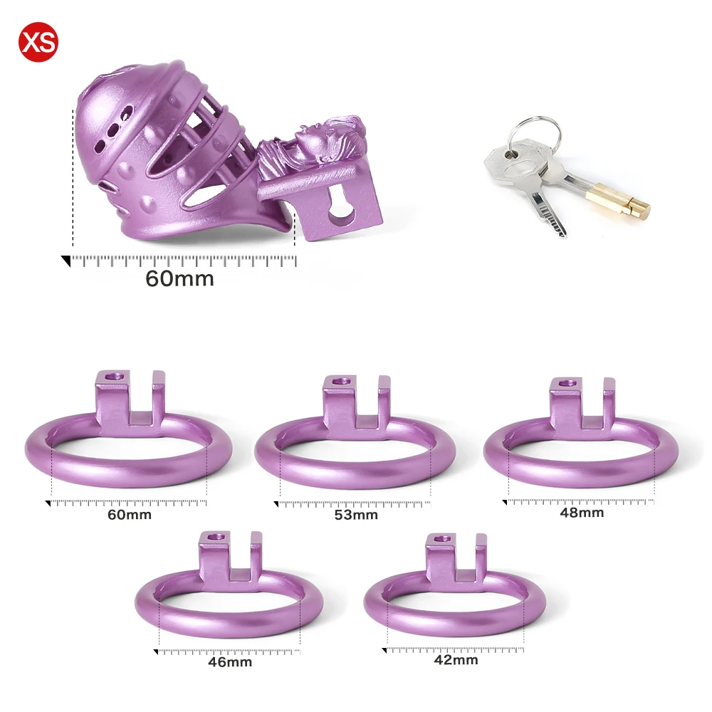 Purple Spikes Cage Set Lightweight Male Custom Flat Chastity Device Kit Penis Ring Cock Ring Cock Cages Trainer Belt Sex Toys