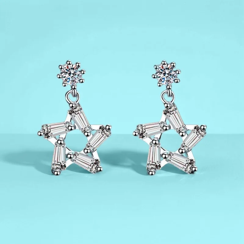 

0.2 Ct 925 Silver Minimalist Ins Style Moissanite Dangle Earrings For Women Gra Certified Versatile All Purpose Jewelry Gift Box