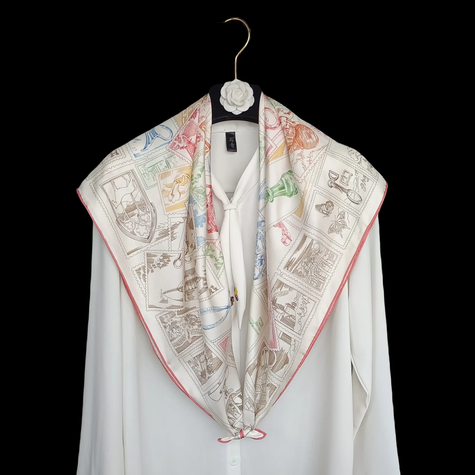 وشاح حريري فاخر 90 سنتيمتر الماركات حك عصابات اليدوية Hems رولارد شالات الرقبة اكسسوارات الملابس الديكور هدية الكريسماس