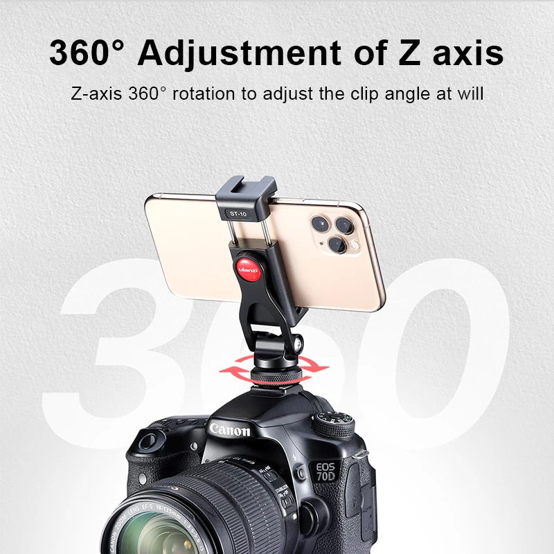 ULANZI ST-10 360หมุนโลหะผู้ถือขาตั้งกล้องรองเท้าเย็นสำหรับ Mic Light Canon กล้อง Nikon Sony DSLR สมาร์ทโฟน