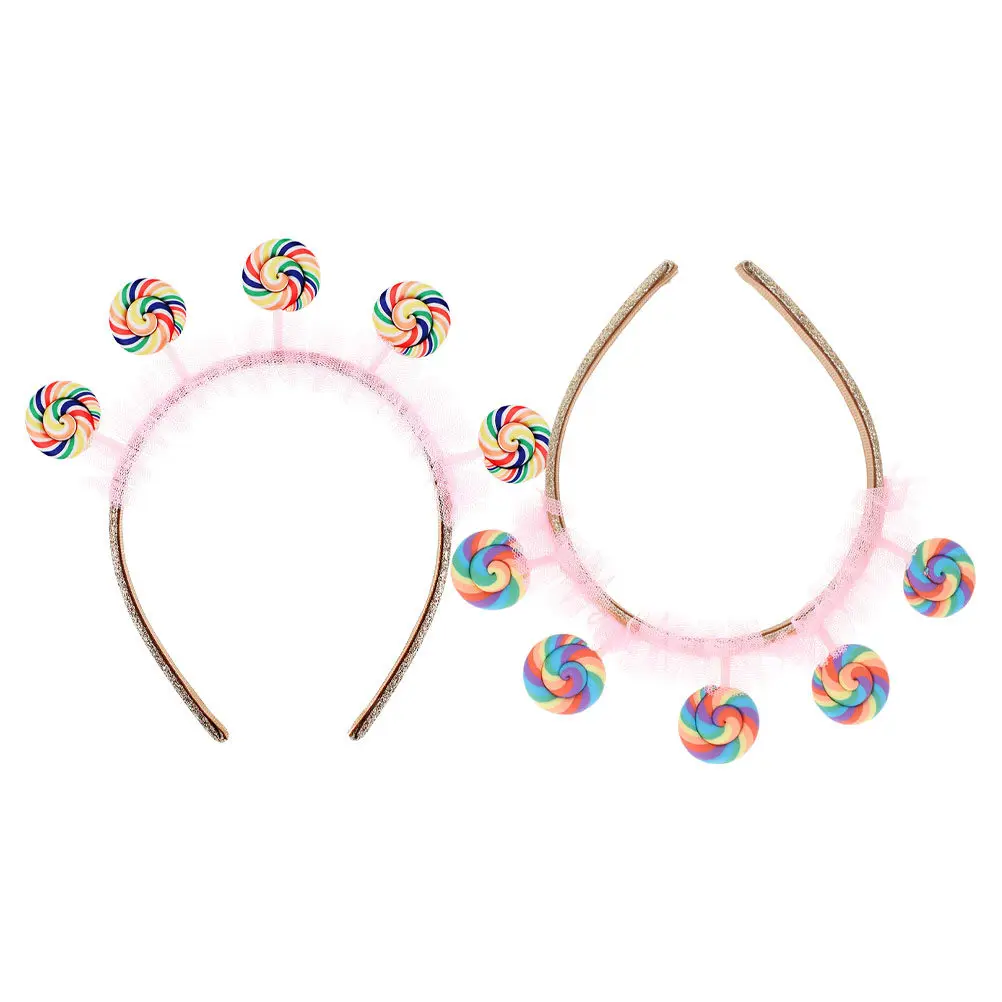 

2Pcs Children's Headband Cute Pink Cartoon Lollipop Princess Candy Headband Party Dress Up Toddler Candy Costume Accessory