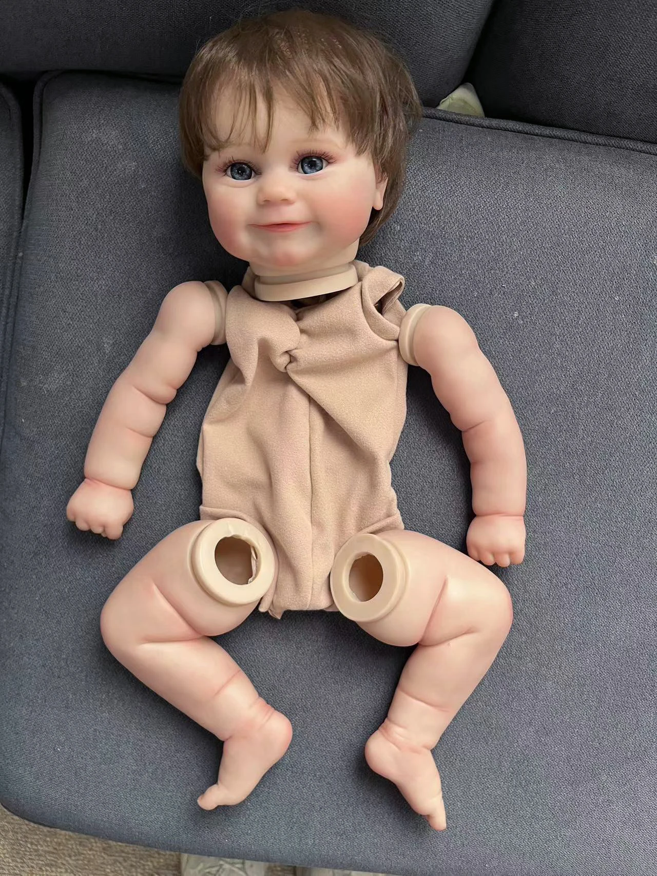 Maddie Reborn 인형 키트, 몸체와 눈이 있는 인형 부품, 실제 같은 부드러운 촉감, 유연한 Reborn 키트, 조립되지 않은, 이미 그려진 인형 부품, 19 인치