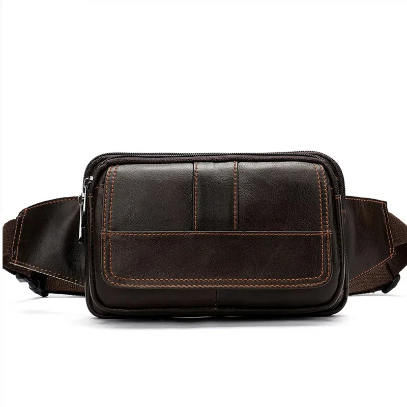 

Men's Waist Bags Genuine Leather Male Fanny Pack Phone Belt Bag Men Hip Bags Pouch Money Belt Bags Sport Waist Pack 8966