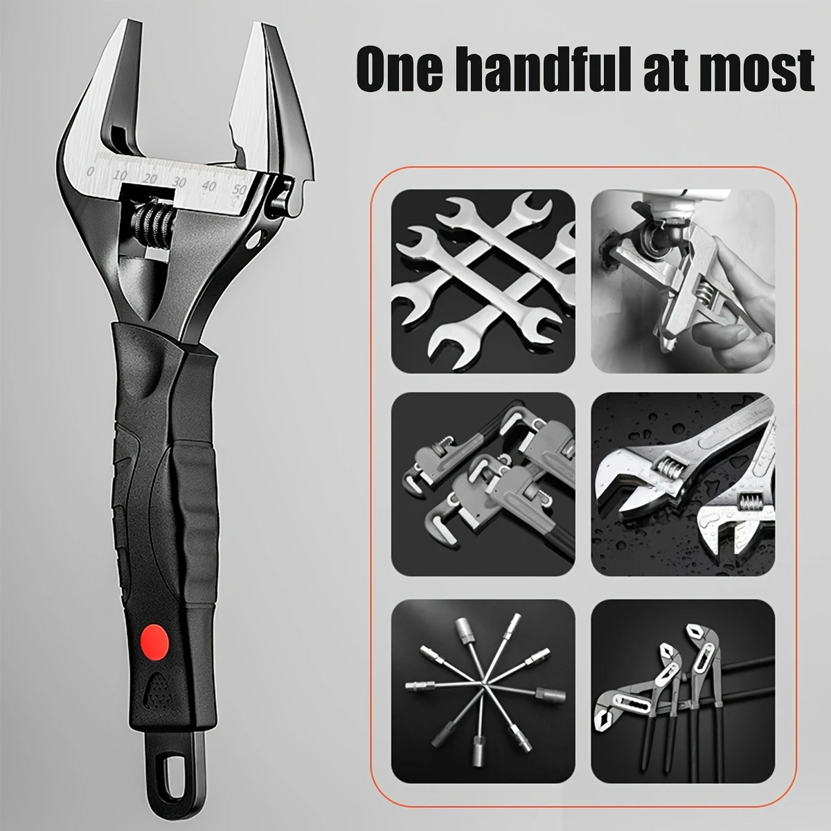 Wide Mouth Adjustable Wrench Set, 6-Inch & 12-Inch Wrenches, Plumbing Wrench with Soft Grip,Metric, Cr-V Steel