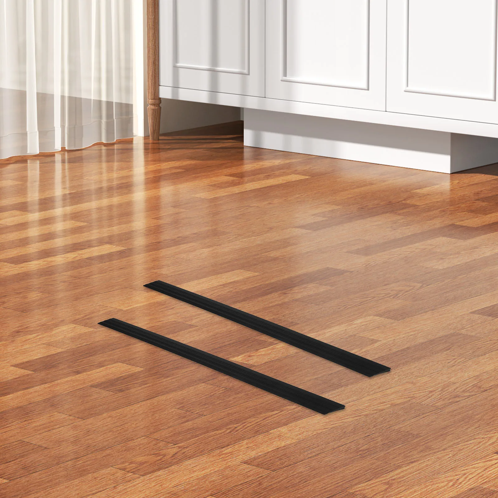 

2pcs Sweeping Robot Ramp Pad Self-Adhesive Pvc Anti-Slip Threshold Ramps For Doorways Floor Transition Strip Garage Curb Ramp