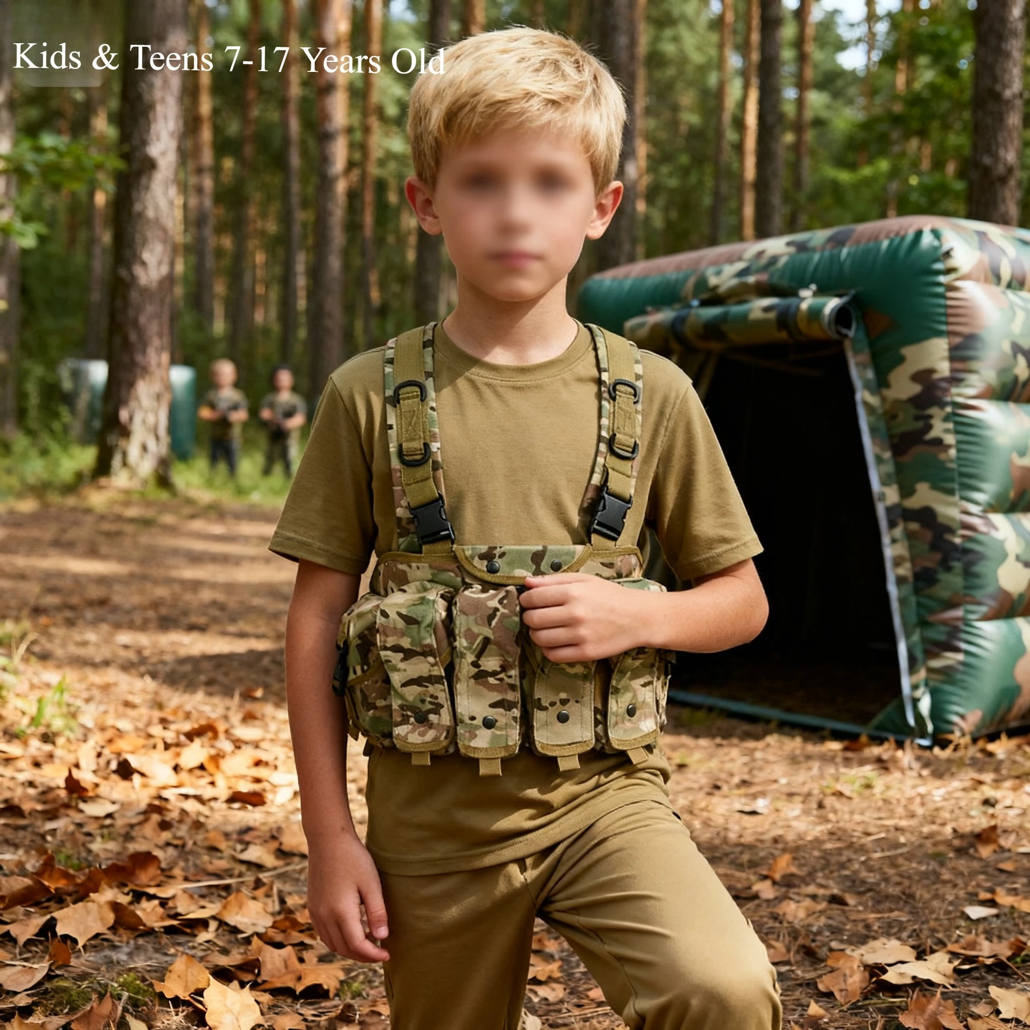 AK Tactical Chest Rig with Magazine Pouches Multicam Military Airsoft Chest Rig for Hunting Shooting CS Combat Outdoor Gear Kids