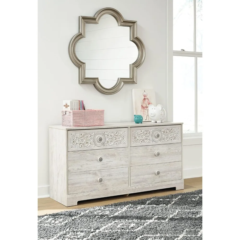 Paxberry Bohemian 6 Drawer Dresser with Carved Medallion Pattern