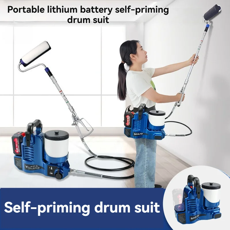 

Latex Paint Airless Spraying Machine Electric Drum Brush Self-priming Roller Long Hair Extension Rod Wall Painting Tool