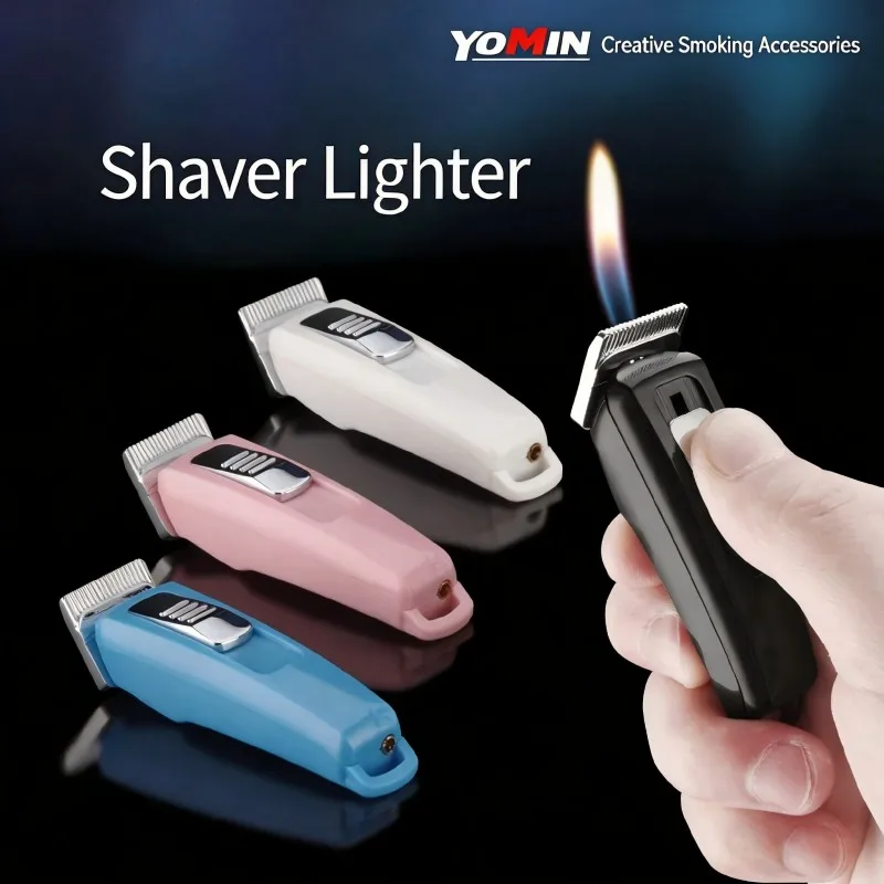 Portable Hair Clipper Shape Butane Gas Lighter Open Flame Mini Cigarette Lighter Gadgets For Men Smoking Accessories