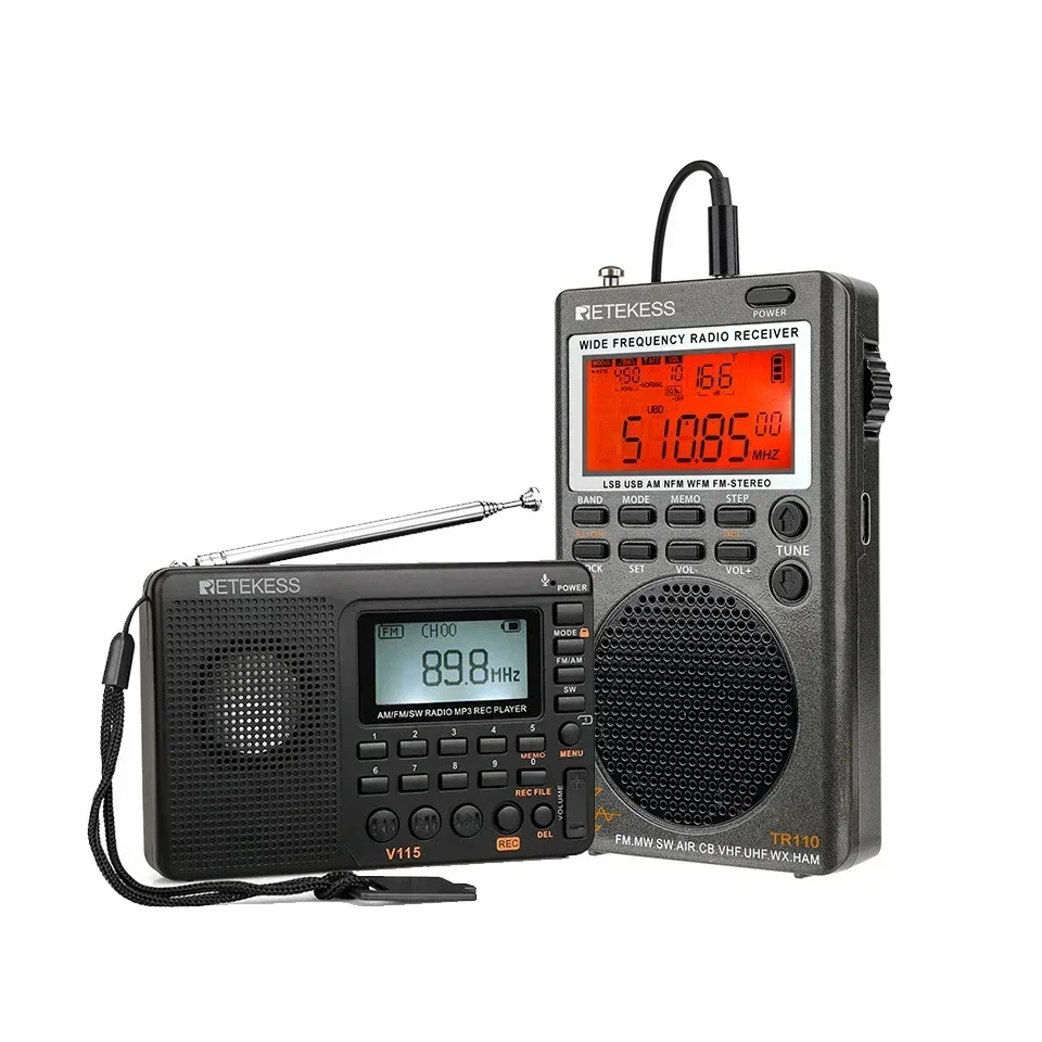 Neu! Retekess TR110 Radio FM-Empfänger Tragbare Kurzwellenradios AM FM All Waves Band CB AIR Band Amateurfunk SW MW LSB VHF UHF