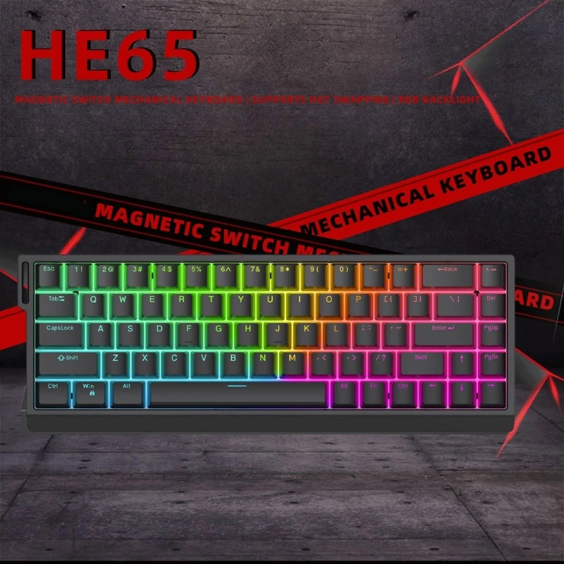 HE65 Mechanical Keyboard With Magnetic Switches Fast Response For Gamer And Programmer Corded PC Keyboard DropShipping