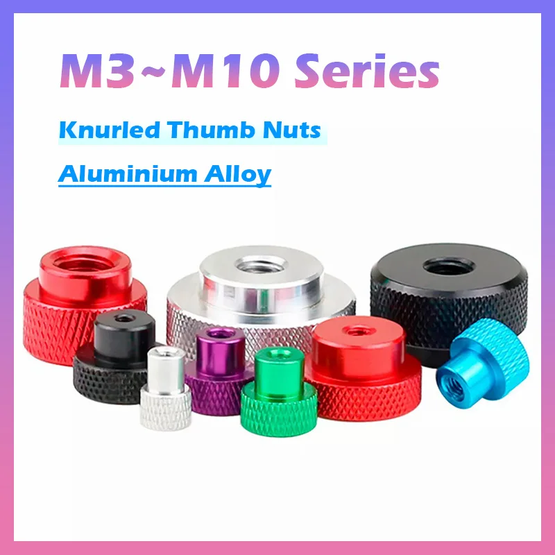 2Pcs M3 M4 M5 M6 M8 M10 Aluminum Round Knurled Thumb Nut Hand Grip Knob Nuts For Camera Tripod