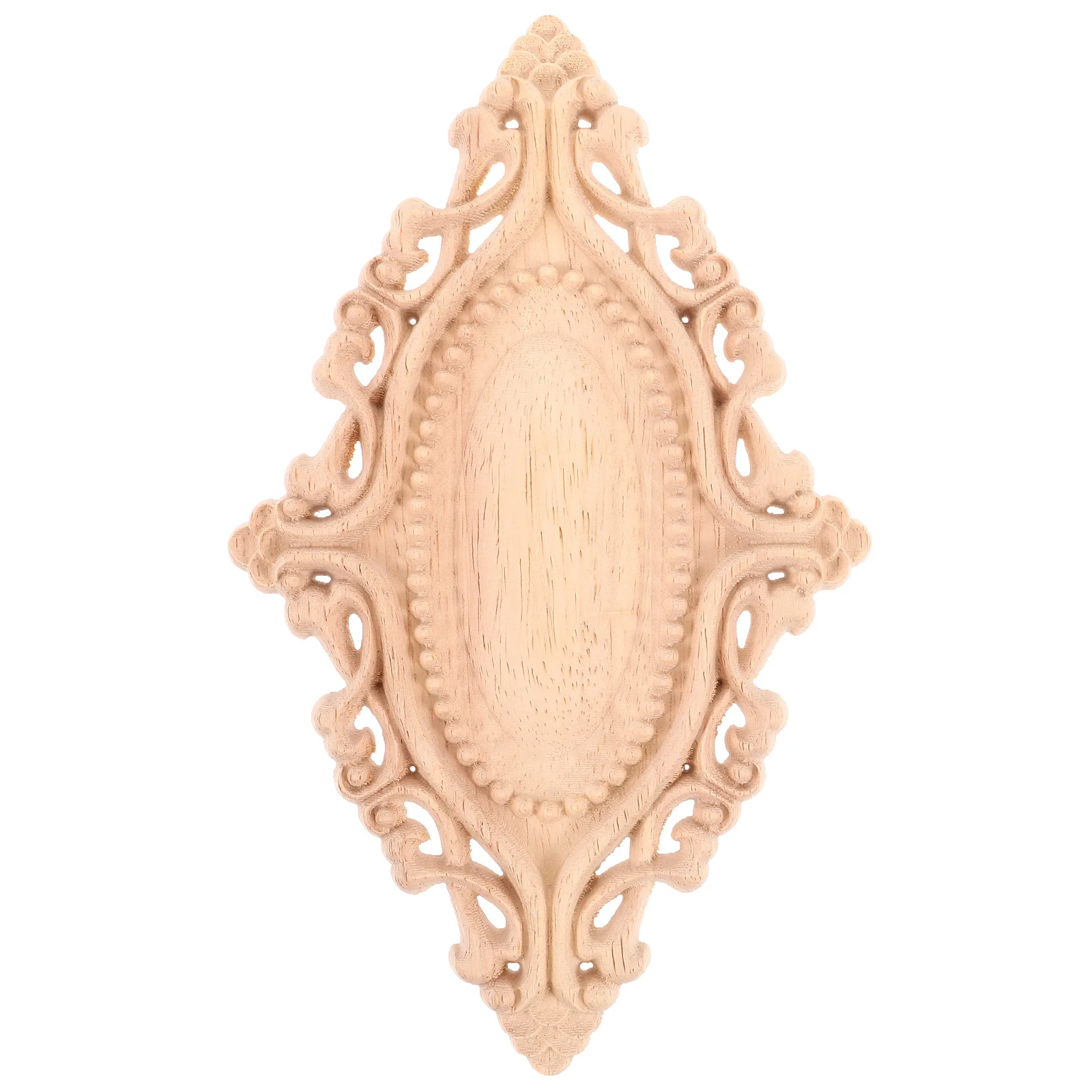 European Style Wood Carving Applique Oval Unfinished Decorative Onlay For Furniture Door Wall Wooden Appliques Home Decor