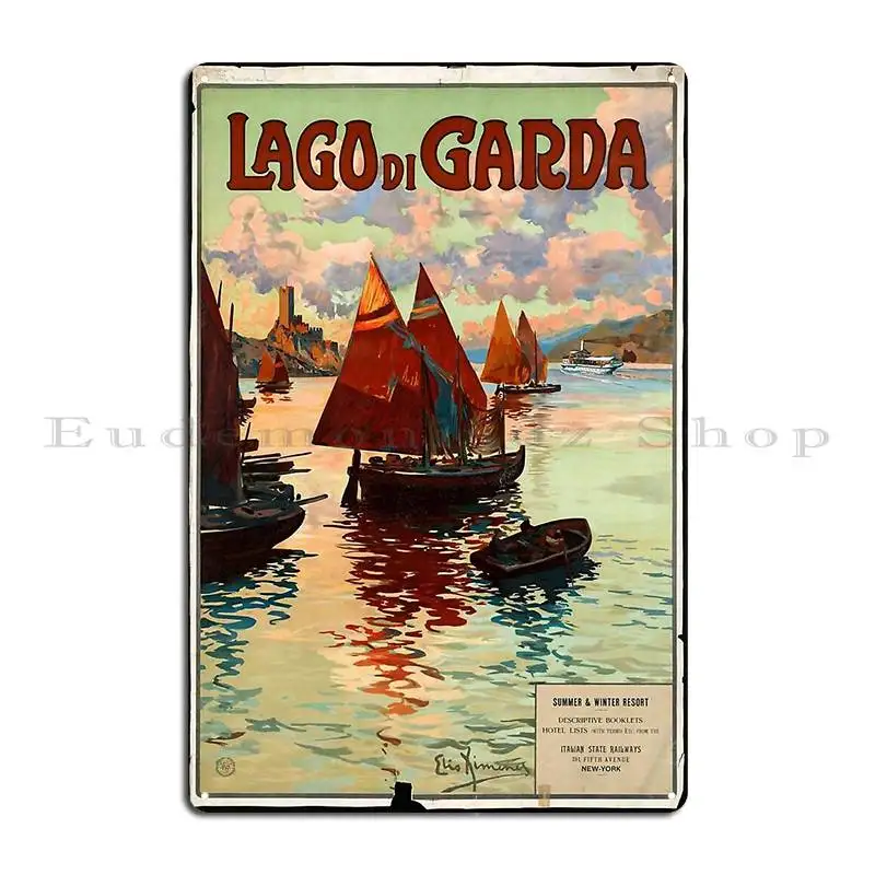 Lago Di Garda Retro Poster Corasposters Metal Sign Poster Cinema Print Living Room Garage Garage Tin Sign Poster