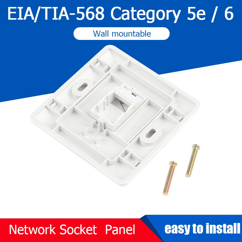 86 Type Single Port RJ45 Wall Flat Face Plate Ethernet Network Socket  Panel