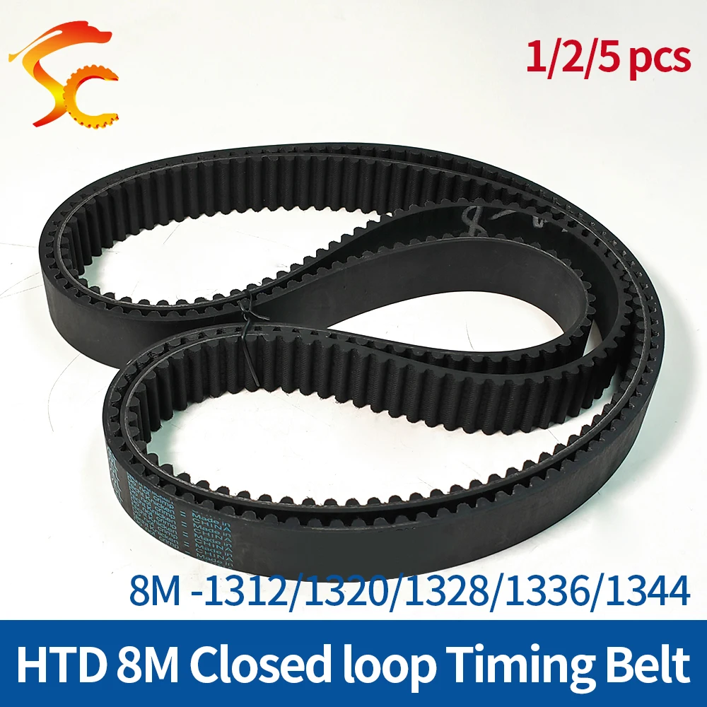 

1/2/5pcs HTD 8M Timing Belt Length 1312/1320/1328/1336/1344 Width 20 25 30 40mm Rubber Closed Loop Synchronous Belt