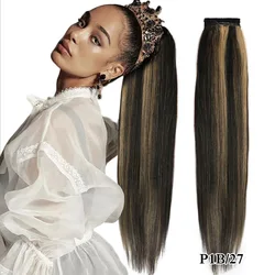 Real Beauty Ponytail Human Hair Clip in Hair Extensions Brazilian RemyThick Straight Ponytail Wrap Around Hairpiece 30cm to 75cm