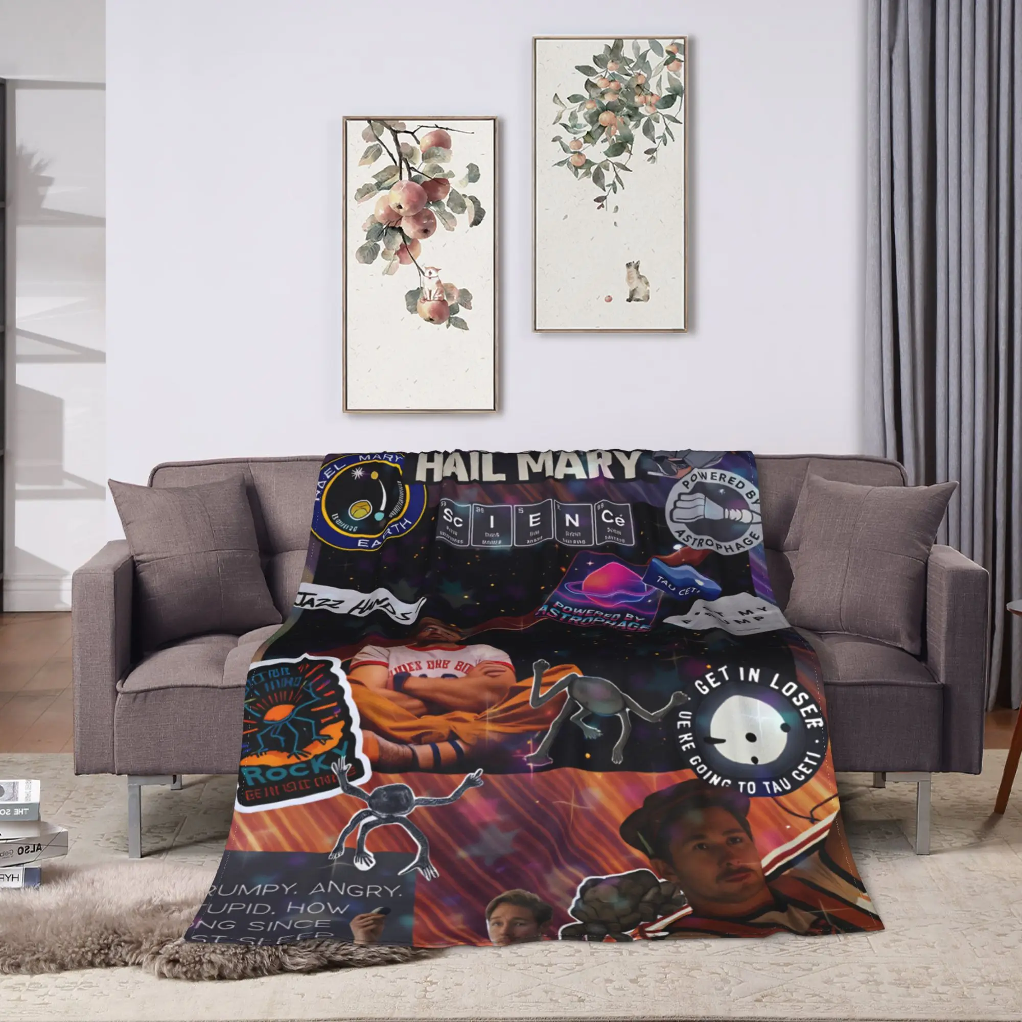 Project Hail Mary Warm Soft Blankets  Airplane Travel Plush Throw Blanket Print Couch Bed Flannel Bedspread Sofa Bed Cover