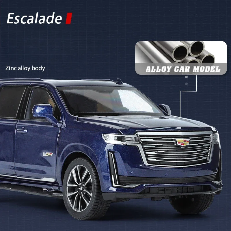 Simualtion 1:24 Cadillac Escalade Alloy Model Sound Light Pull Back Diecast Children's Toy Vehicles Collection Miniature Voiture