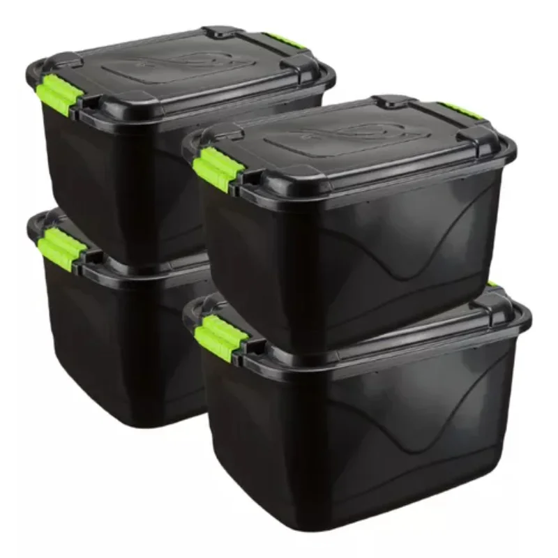 

4 Practical Organizer Box 30 Litres Black Multipurpose Color Black Boxes, Boxes and Baskets Decorative Boxes