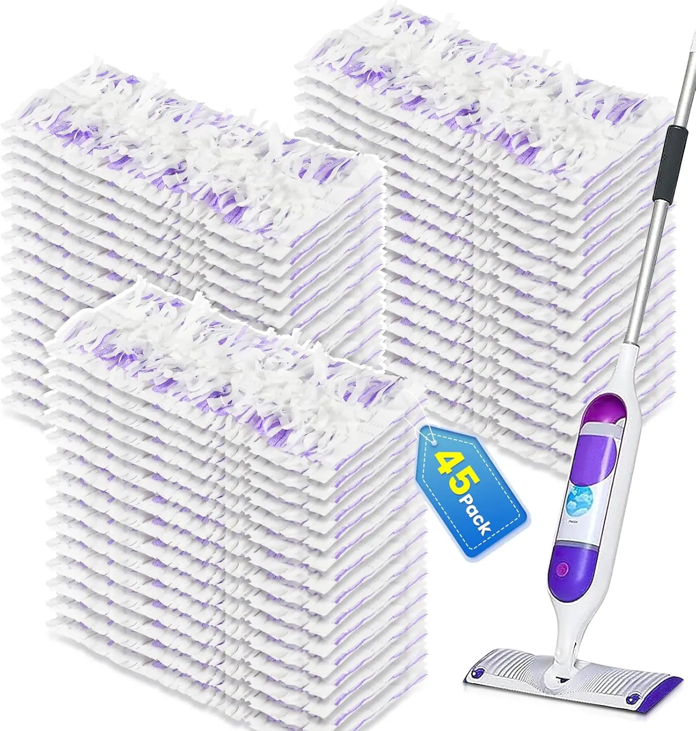 

45-Pack Thick Cleaning Pads for Power Mops, Deep Clean Pet Hair & Grease on Hard Floors