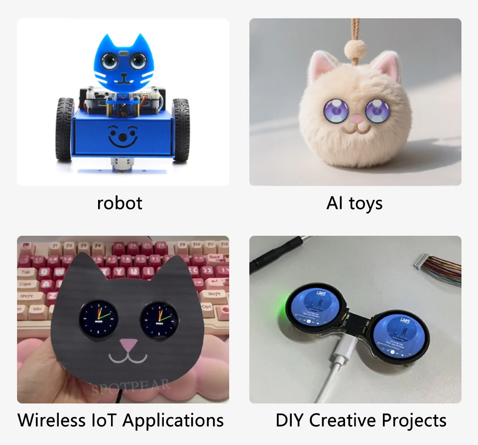 ESP32-S3 AI تطوير العين الإلكترونية Doard DualEye TouchEye 1.28 بوصة تعمل باللمس LCD شاشة مستديرة N16R8 لعبة دمية روبوت