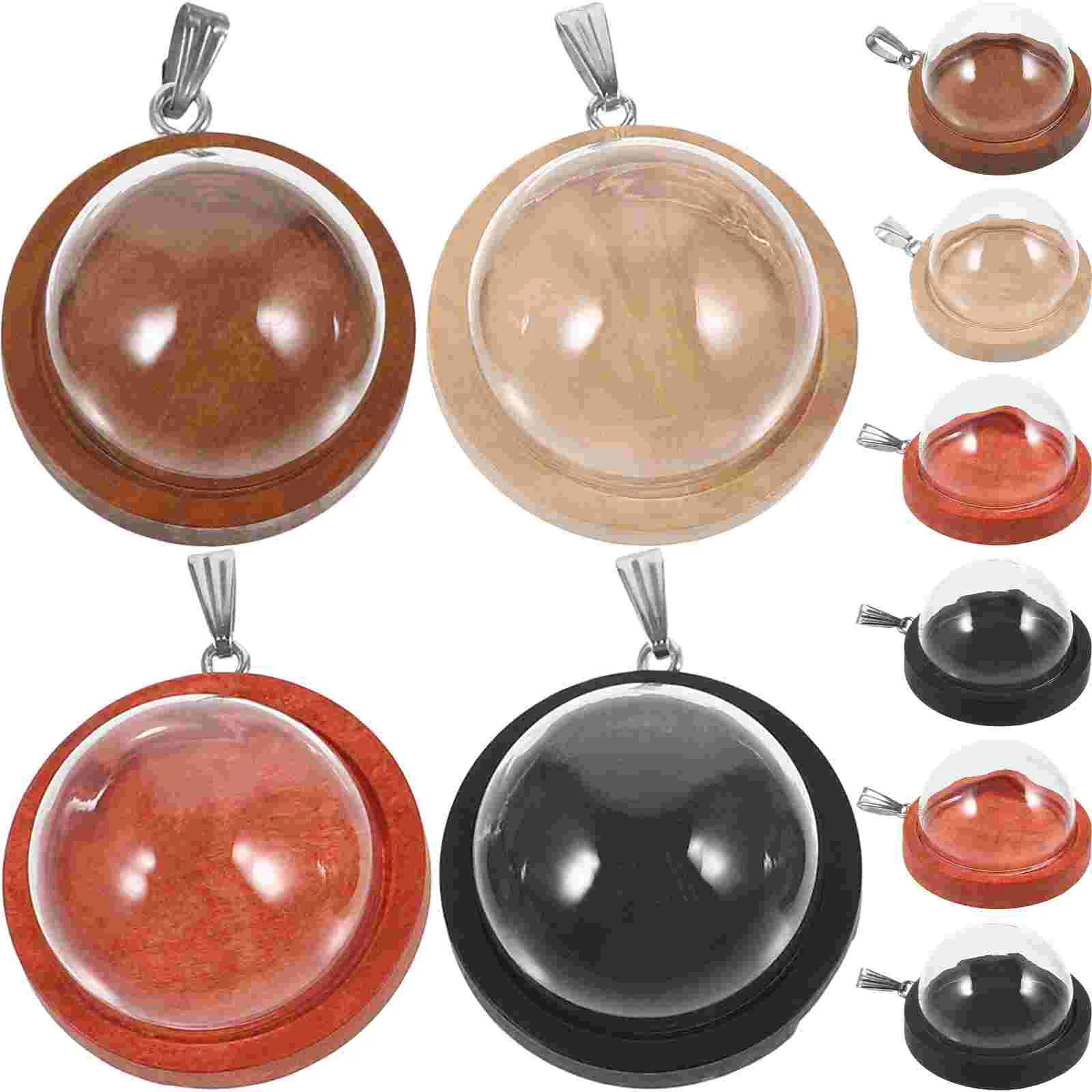 

10 Pcs Wooden Glass Cover Chic Cloche Charms Hanging Decor for Jewelry Making Vintage Decorative Pendants