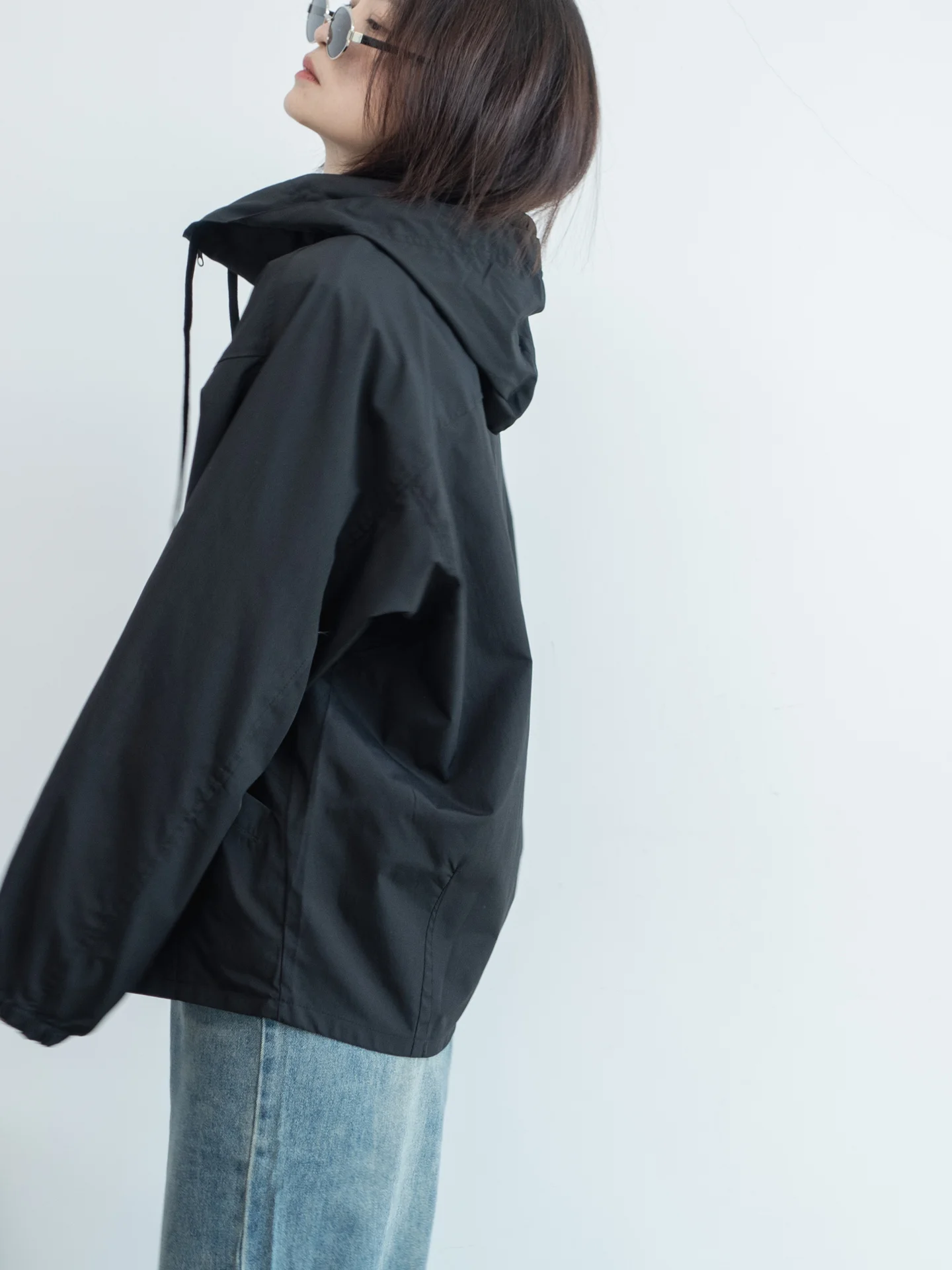 

202, весна-лето, новинка 202, женское пальто большого размера, простое подходящее свободное утягивающее ветровка с капюшоном, повседневная верхняя одежда