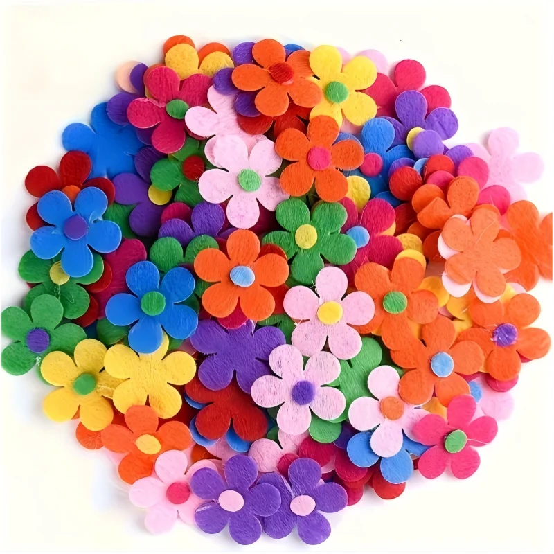 95 Stück bunte Filzblumen, DIY-Blumenmaterialpaket, geeignet für Stoffhandwerk, DIY und Blumensträuße.