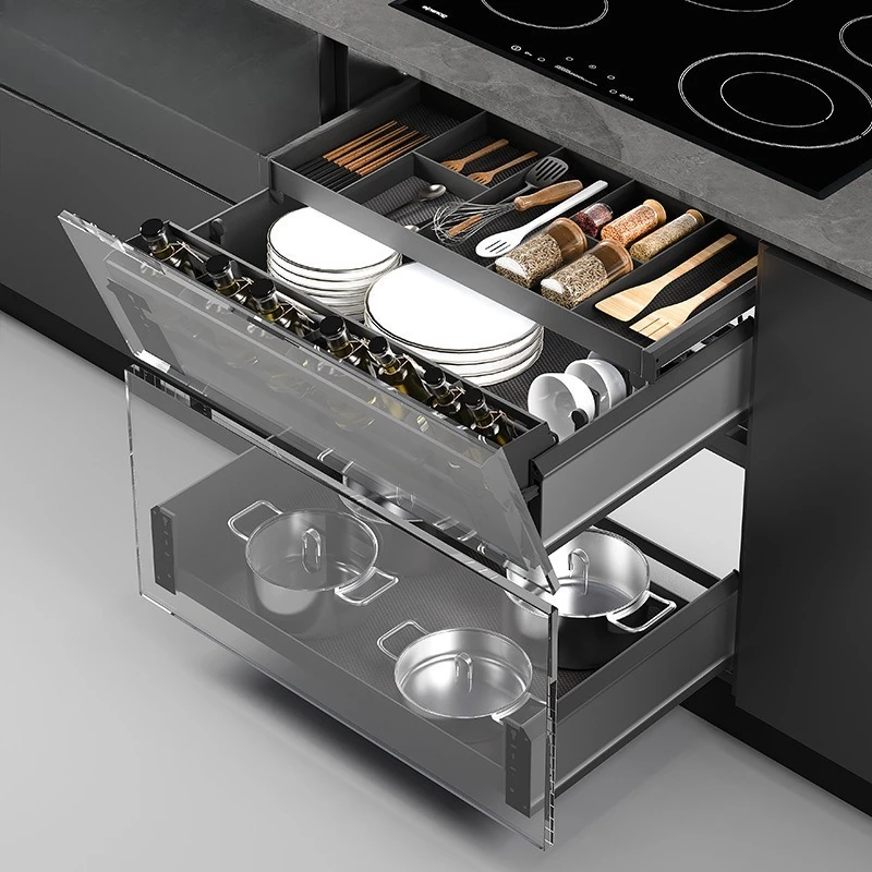 The kitchen can easily pull basket, cabinet is inclined to pull dishes and dishes at will, and the three-layer