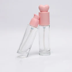 Pump Bottle for Essence Lotion 30ml Glass Empty DIY Cosmetic Container Liquid Foundation Dispenser with Pressure Pump Pink Lid