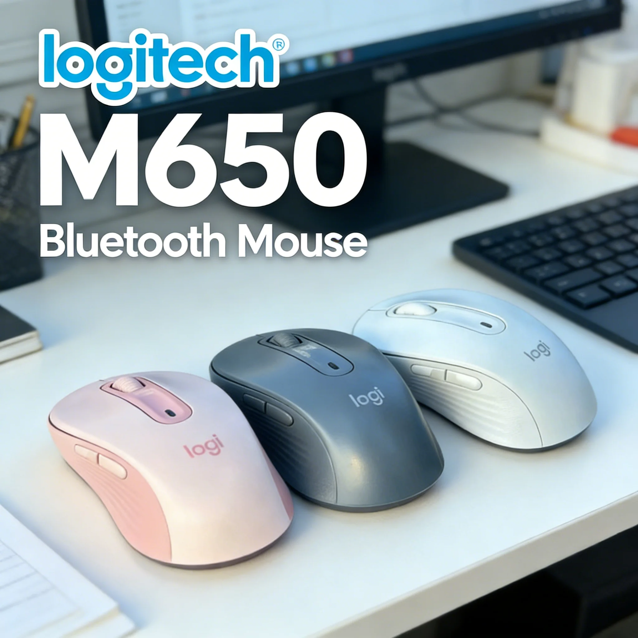 

Мышь Logitech M650 Dual-Mode Bluetooth с технологией SilentTouch, настраиваемыми боковыми кнопками и отслеживанием позиции до 4000 DPI