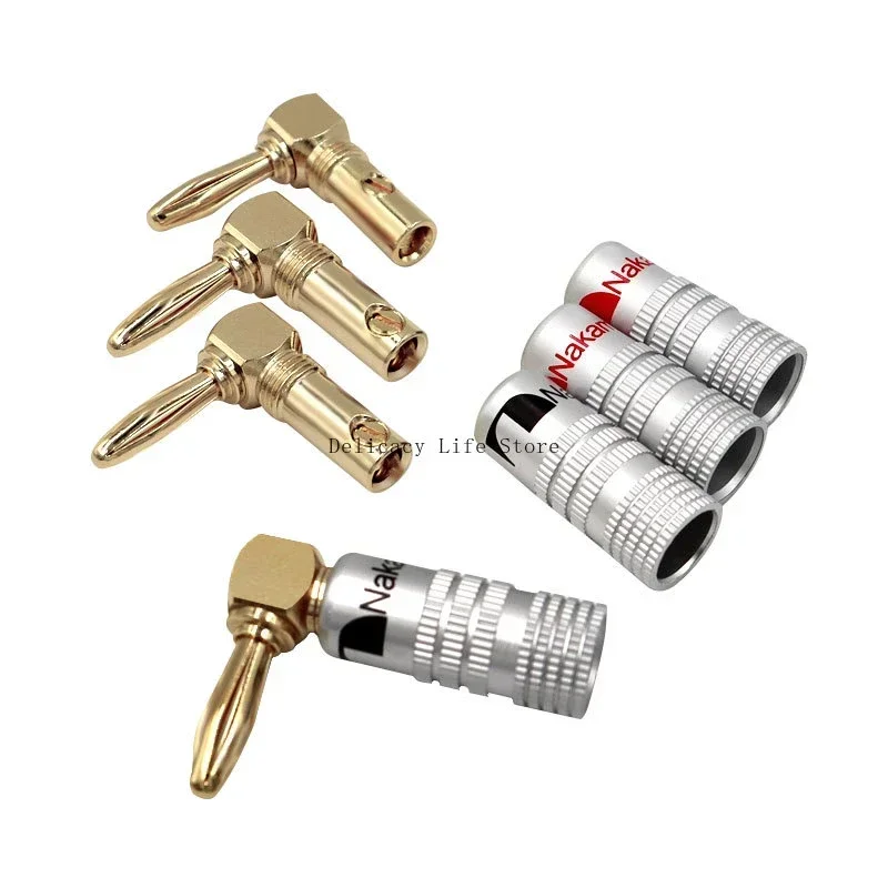 4PCS Banana Plug Right Angle 90 Degree 4mm multifunctional  Gold-Plated Video Speaker Adapter Audio Portable Connector Banana