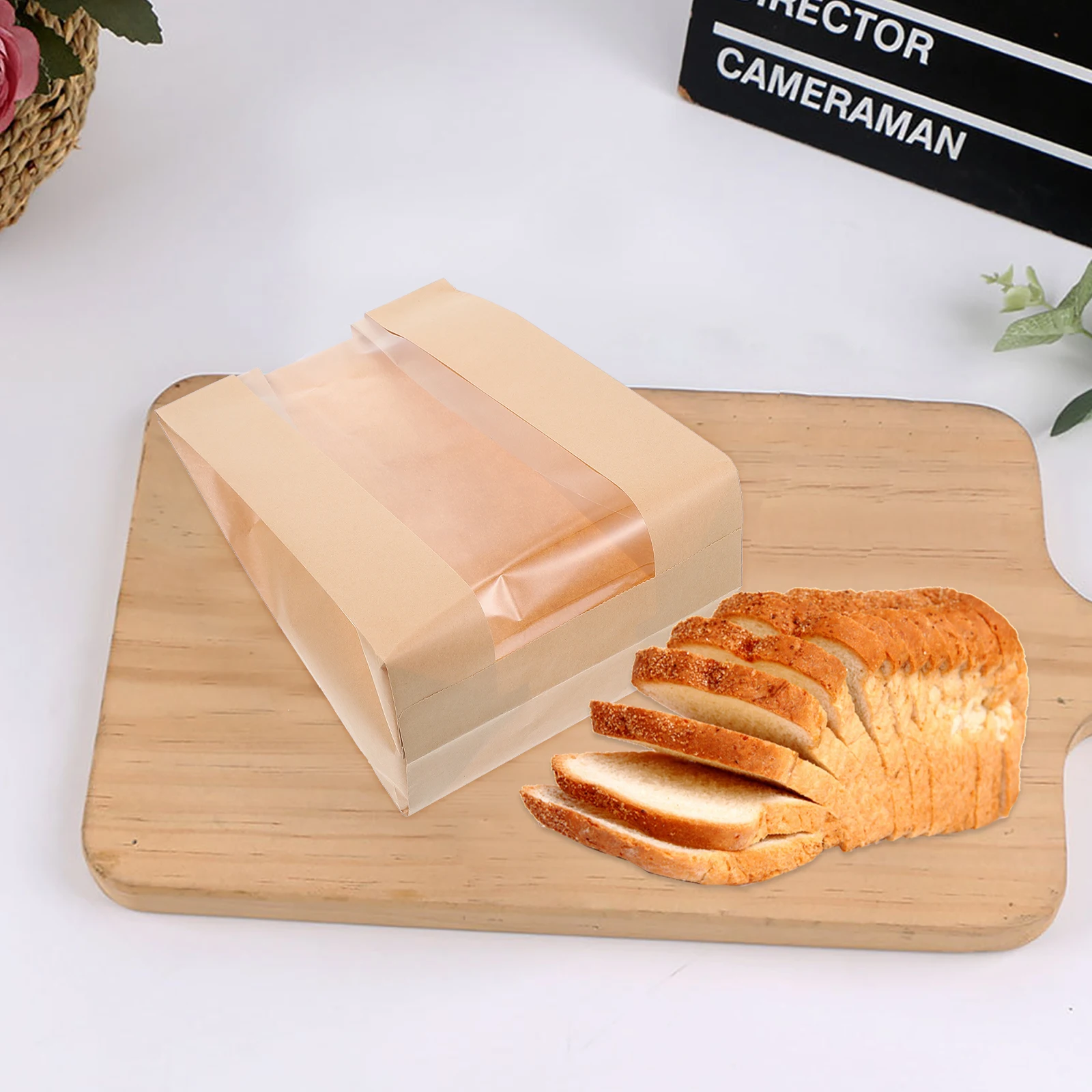 

50Pcs Kraft Paper Bread Bags Premium Greaseproof Packaging Bags for Bakery Candy Cookie Gift Storage Pouches Candy Bag