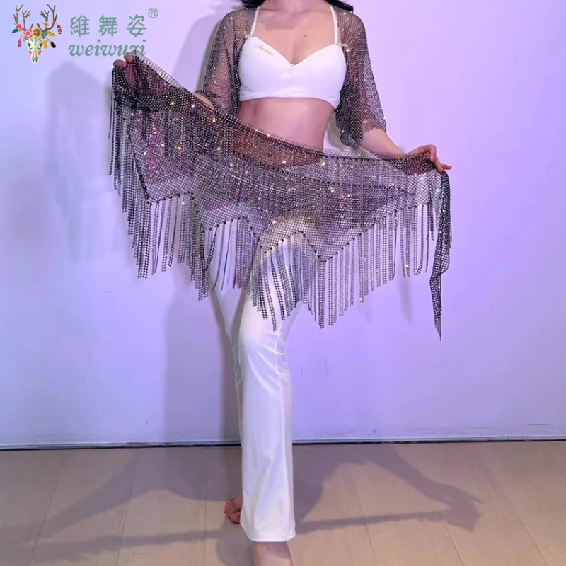 Cinturón de actuación de danza del vientre para mujer, bufanda triangular elegante con borlas, cadena de cintura para glúteos, bufandas de cadera para danza del vientre para niños y adultos