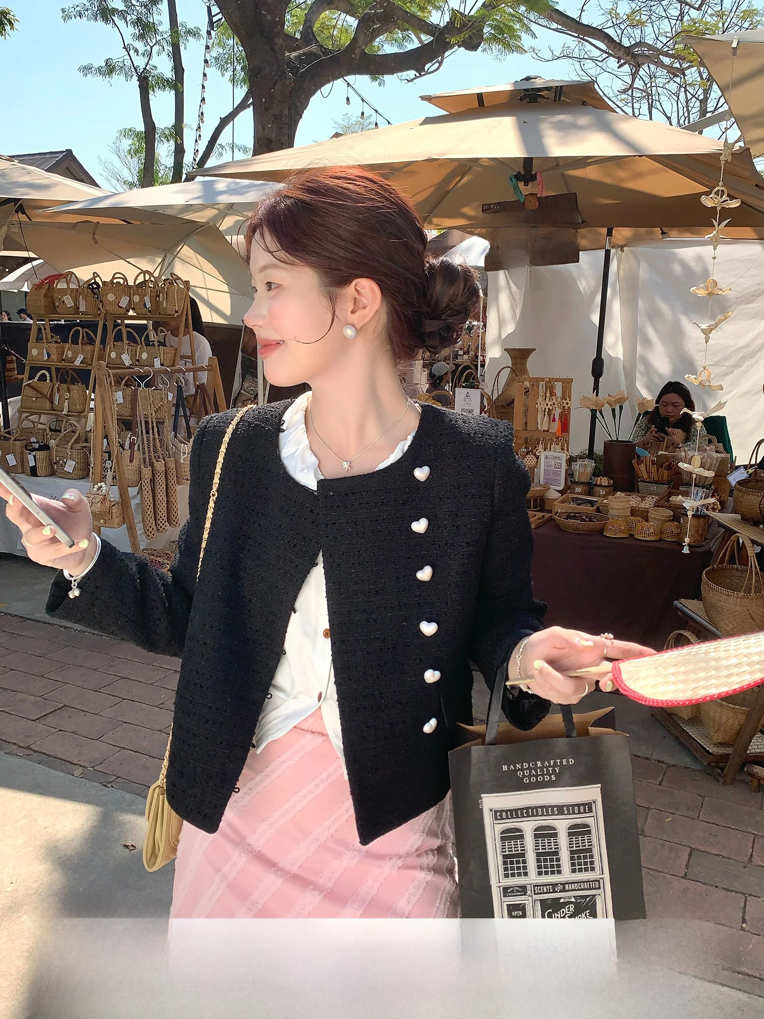 

Cute ort Button-Up Women's Jaet Heart Pattern Casual Sle Polyester Fiber Long Sve Spring Faion Design Sensation