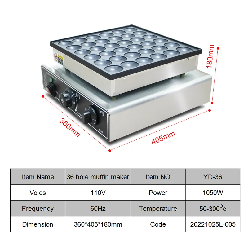 Komercyjne 36 otworów Nonstick 850W Mini holenderski naleśnikarka 850w gofrownica holenderska Poffertjes grill muffin110/220v