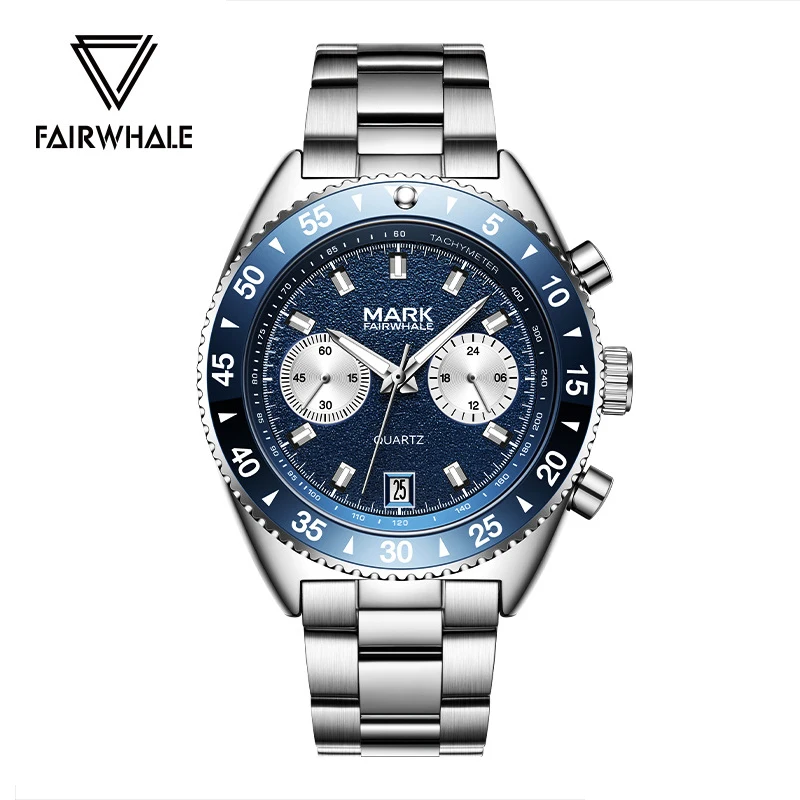 

Mark Fairwhale лучший бренд креативный циферблат кварцевые часы для мужчин ремешок из нержавеющей стали роскошные водонепроницаемые часы с хронографом для мужчин